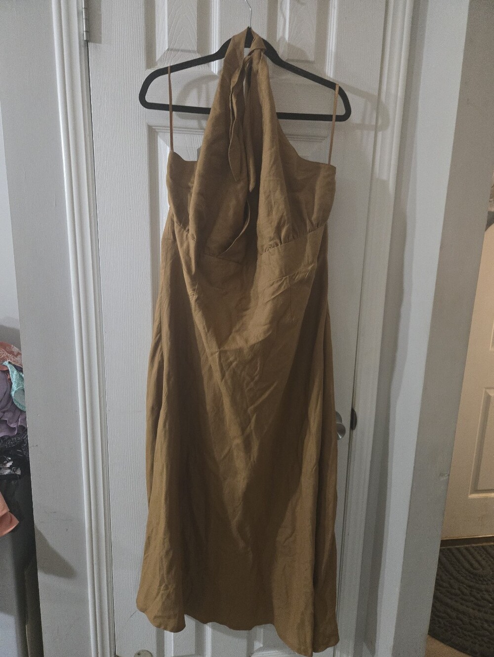 Nwt Sz 24 Linen Blend Halter Dresd